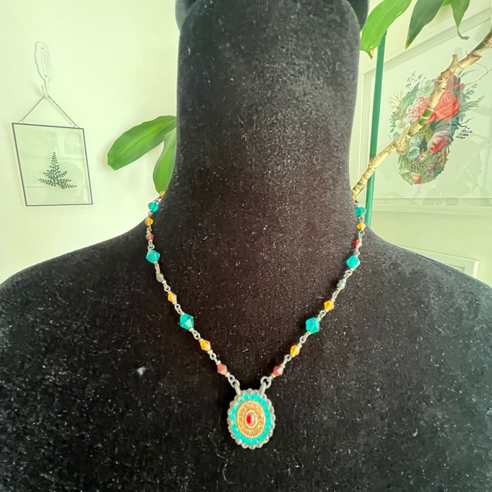 Colorful Beaded Pendant Necklace